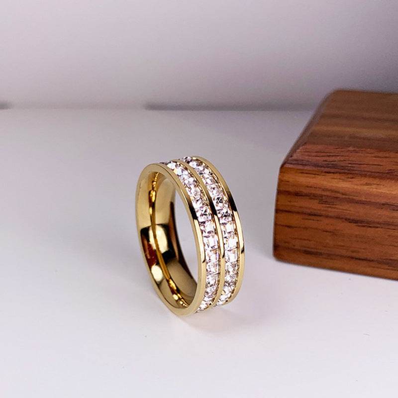 INS Rings Titanium Steel Couple Single And Double Row Diamond Ring - terrifictrend