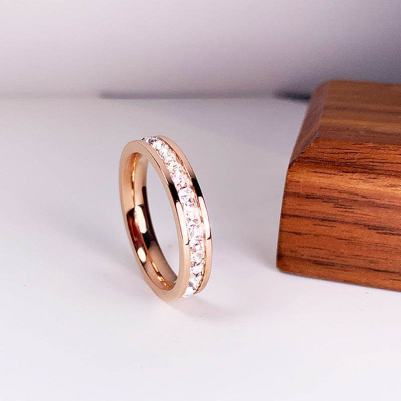 INS Rings Titanium Steel Couple Single And Double Row Diamond Ring - terrifictrend