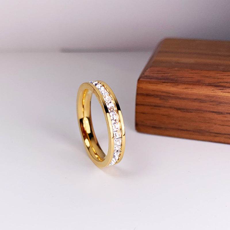 INS Rings Titanium Steel Couple Single And Double Row Diamond Ring - terrifictrend