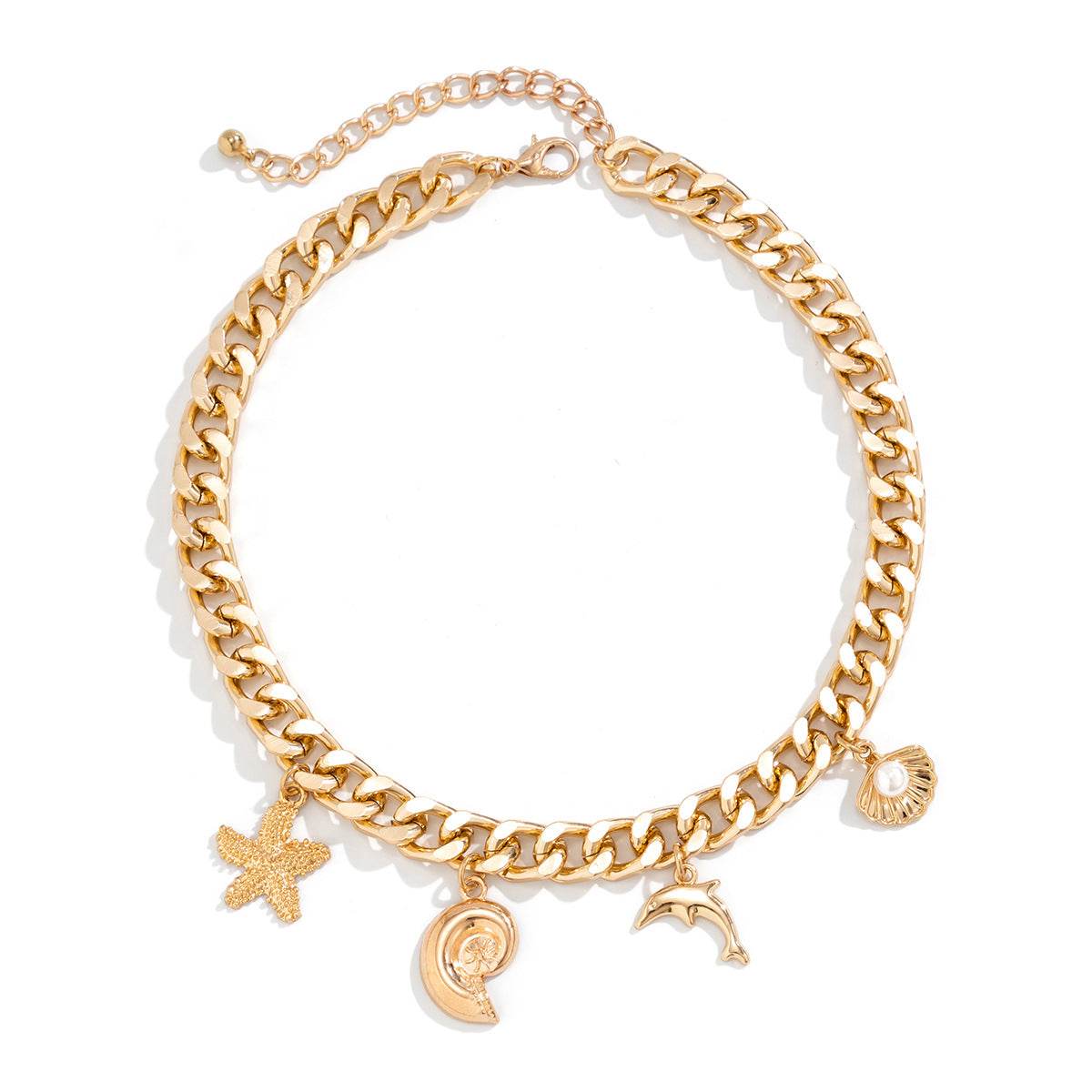 Creative Boho Conch Dolphin Starfish Pendant Choker Necklace Bracelets Women Trendy Vintage Tassel Chain Grunge Jewelry Fashion Jewelry - terrifictrend