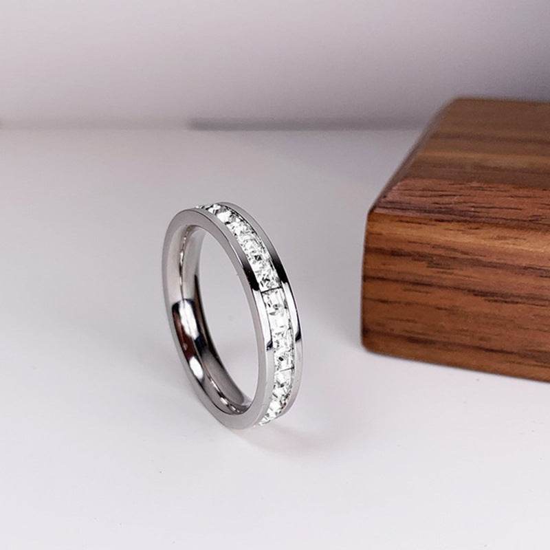 INS Rings Titanium Steel Couple Single And Double Row Diamond Ring - terrifictrend