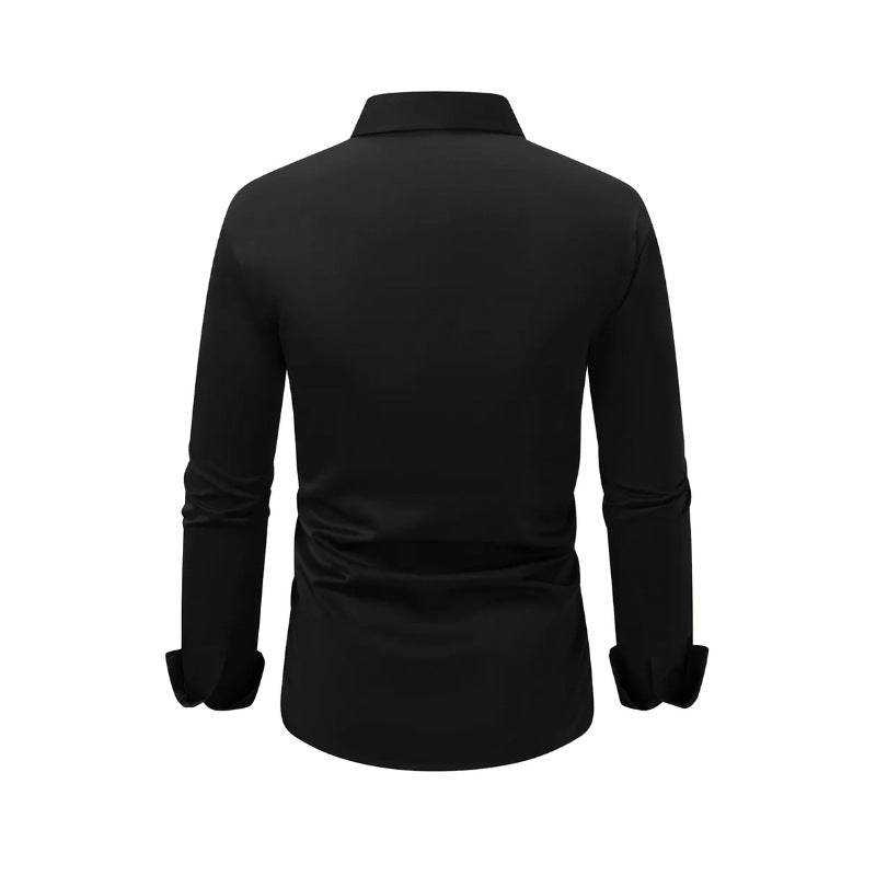 Men's Shirt Business Button Down Shirt Summer Solid Color Long Sleeve Lapel Vacation Shirt Fashion Temperament Casual Tops - terrifictrend
