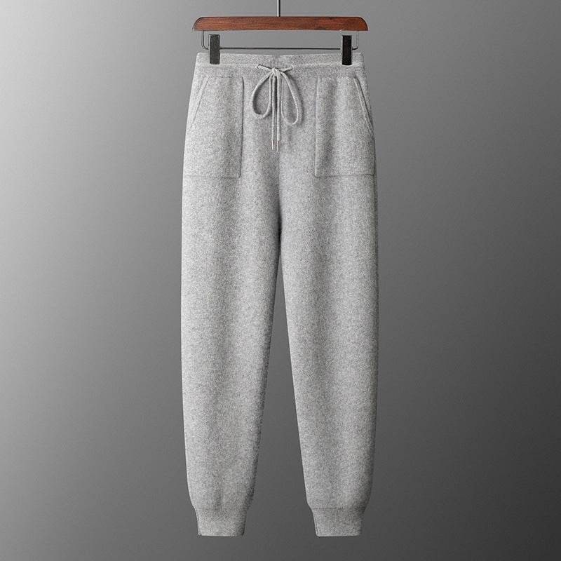 Men's Solid Color Casual Hooded Knitted Sweatshirt Long Pants Set - terrifictrend