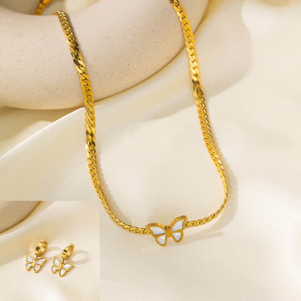 Stainless Steel Necklace Earrings Women's Jewelry Suit - terrifictrend