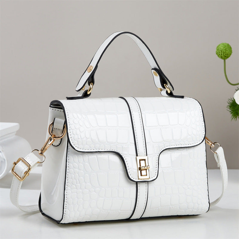 Sleek Stone-patterned Patent Leather Crossbody Bag That Pairs Effortlessly With Any Outfit Cj