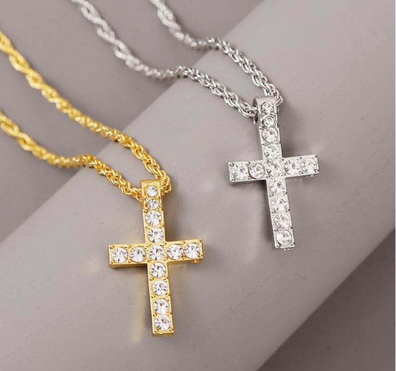 Cross Pendant Necklaces For Women Men Punk Hiphop Rope Chain On Neck Rapper Jewelry - terrifictrend