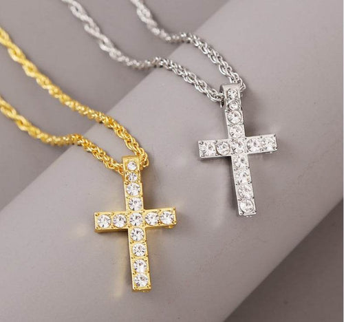 Cross Pendant Necklaces For Women Men Punk Hiphop Rope Chain On Neck Rapper Jewelry - terrifictrend