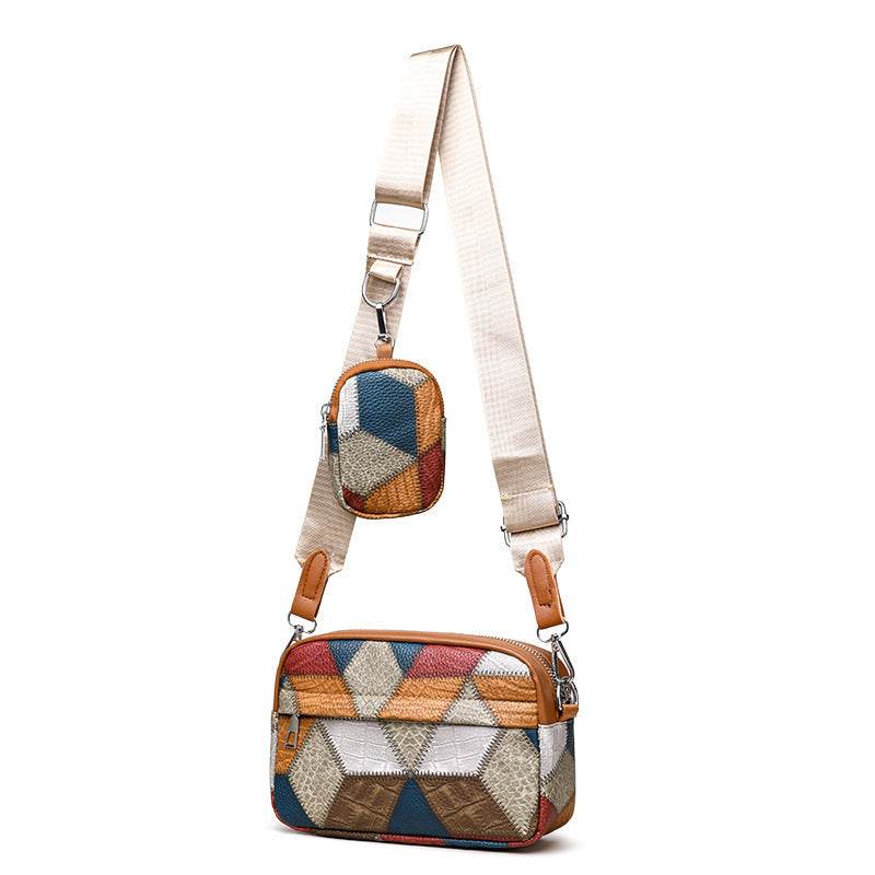 Retro Fashion Stitching Contrast Color Small Square Bag - terrifictrend