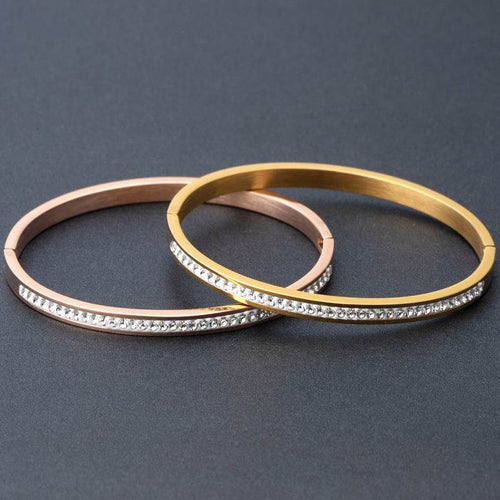 Single Row Stainless Steel Bracelet With Diamond Opening - terrifictrend