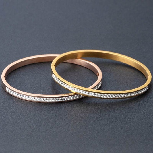 Single Row Stainless Steel Bracelet With Diamond Opening - terrifictrend