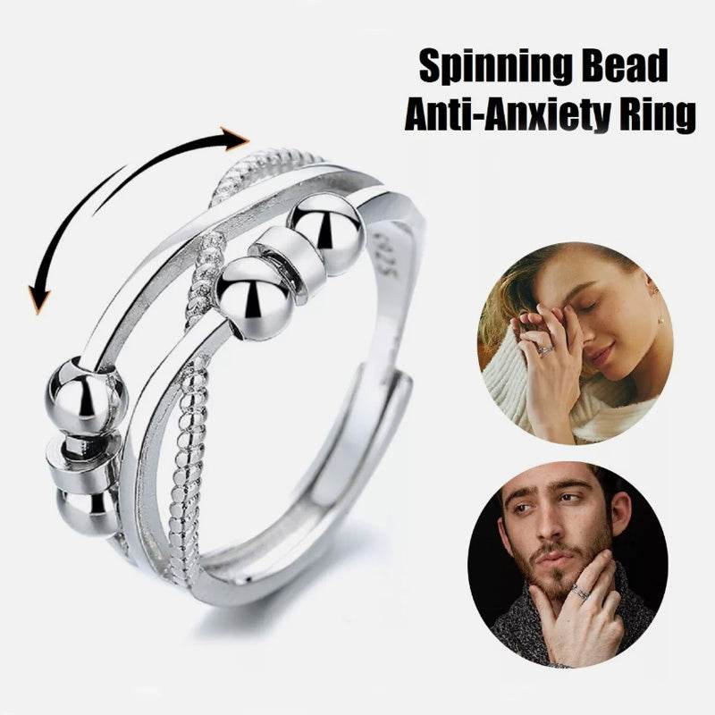 Rotatable Ring With Open Design Fashion Double-layered Hollow Line Anxiety Relief Rings For Women - terrifictrend