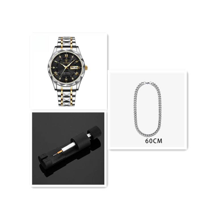 Men's Waterproof Double Calendar Luminous Quartz Watch - terrifictrend