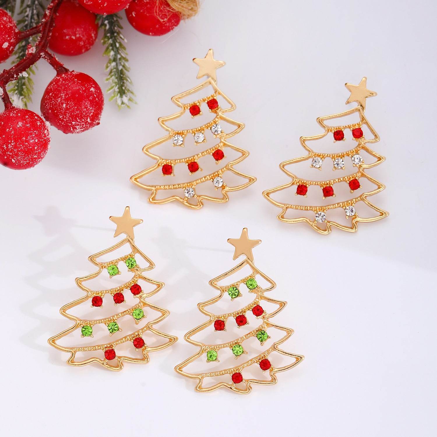 Christmas Earrings With Christmas Tree Colorful Zircon Christmas Tree Earrings For Women Personality Earrings Party Jewelry Christmas Gift - terrifictrend