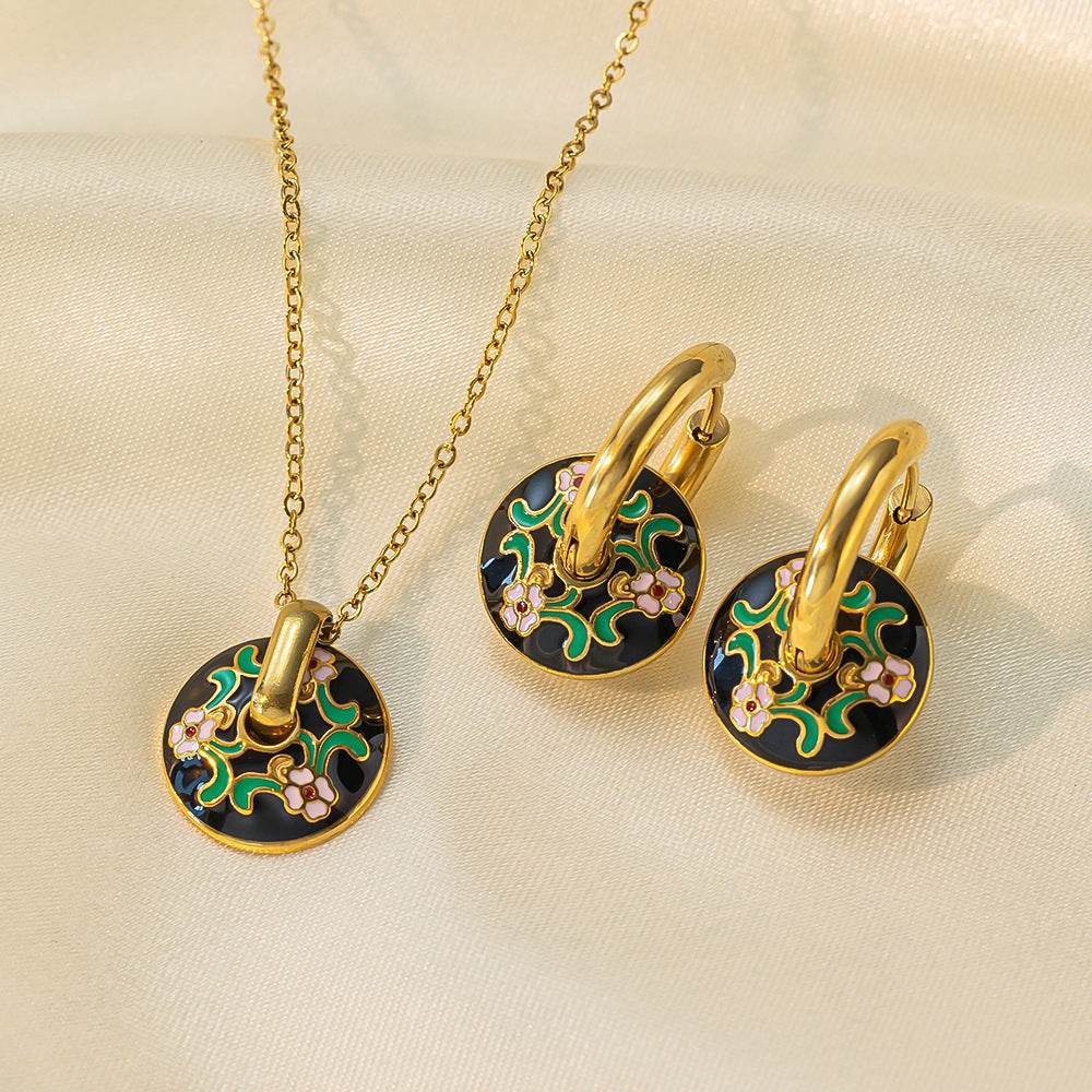 Stainless Steel Necklace Earrings Women's Jewelry Suit - terrifictrend