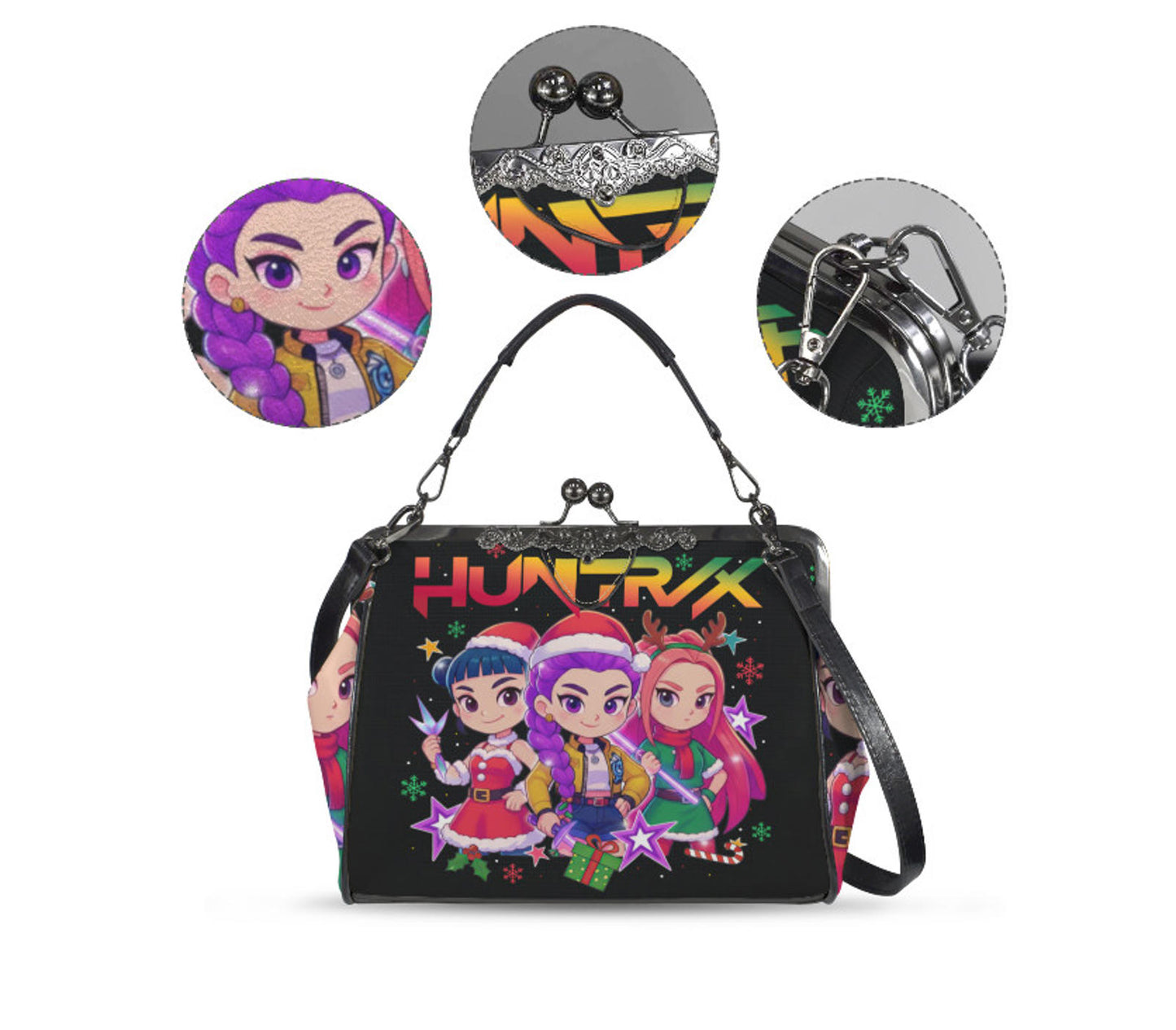Kpop Demon Hunters Huntr/x Anime Christmas Shoulder Cross Body Bag Satchel Gift Kisslock