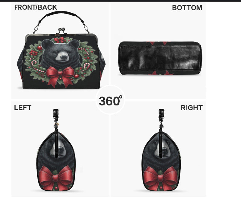 GGGothic Christmas Bear Wreath Hand Shoulder Cross Body Bag Satchel 9 x 13 Gift terrifictrend