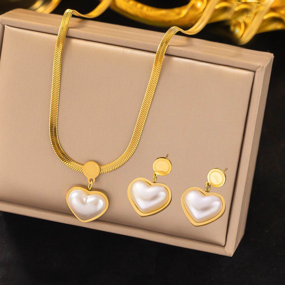 Stainless Steel Necklace Earrings Women's Jewelry Suit - terrifictrend