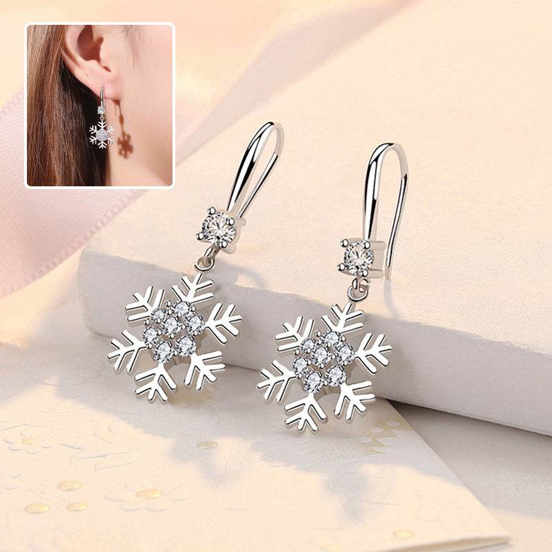 Temperament Snowflake Earrings With Rhinestones Fashion Personalized Christmas Earrings For Women Jewelry - terrifictrend