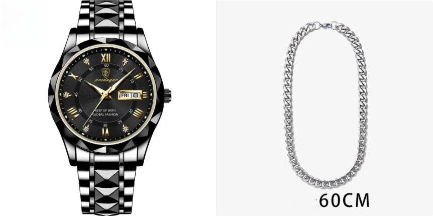 Men's Waterproof Double Calendar Luminous Quartz Watch - terrifictrend
