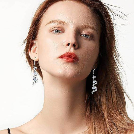 Fashion Spiral Ribbon Multi-drop Teardrop Earrings - terrifictrend