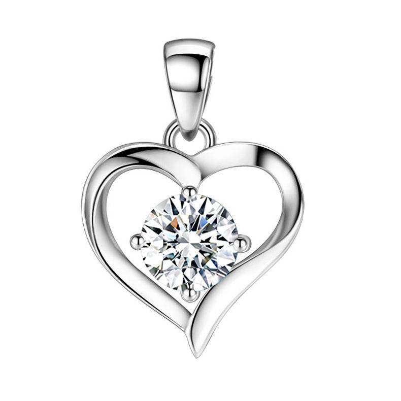 S999 Sterling Silver Necklace Women's Heart-shaped Pendant - terrifictrend
