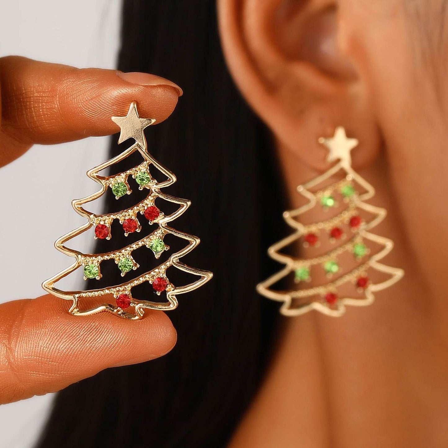 Christmas Earrings With Christmas Tree Colorful Zircon Christmas Tree Earrings For Women Personality Earrings Party Jewelry Christmas Gift - terrifictrend