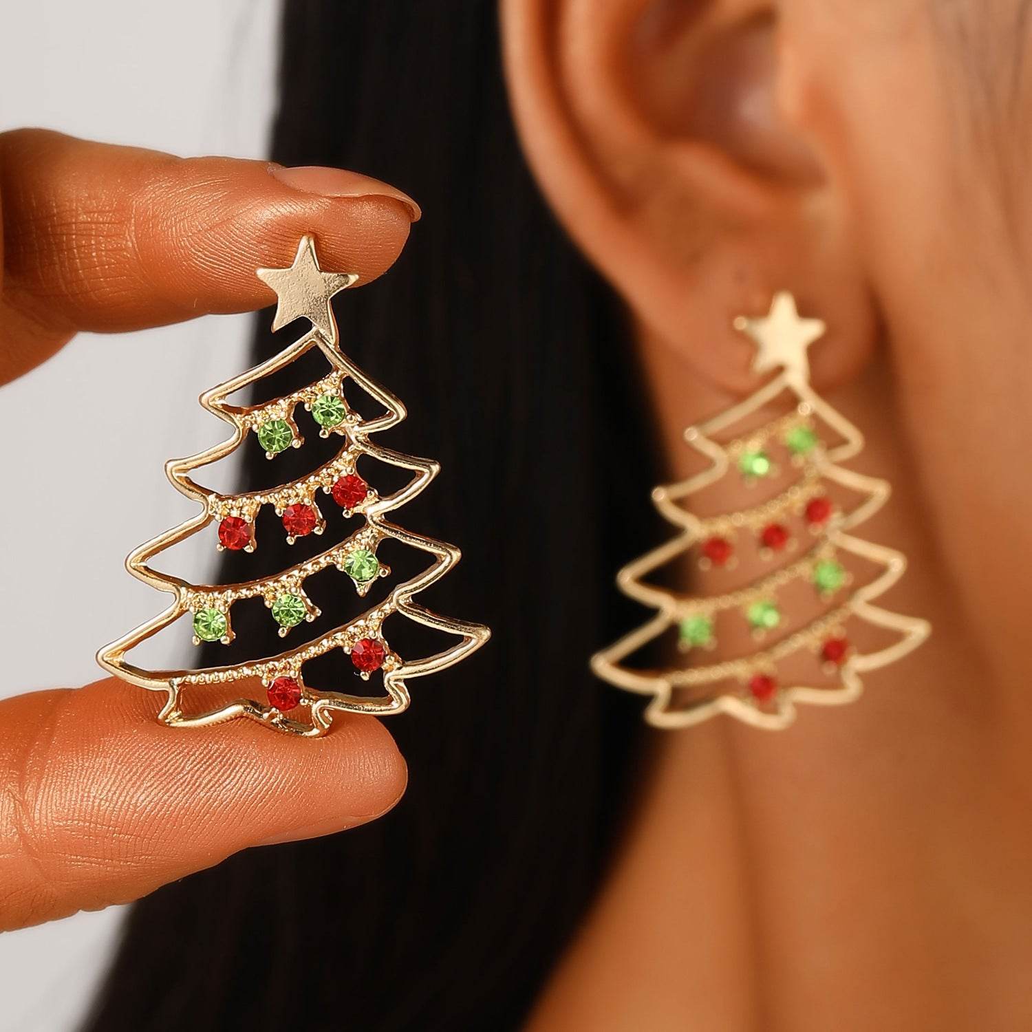 Christmas Earrings With Christmas Tree Colorful Zircon Christmas Tree Earrings For Women Personality Earrings Party Jewelry Christmas Gift - terrifictrend