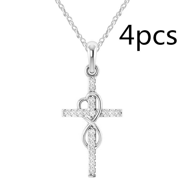 Alloy Pendant With Diamond And Eight-character Cross Necklace - terrifictrend