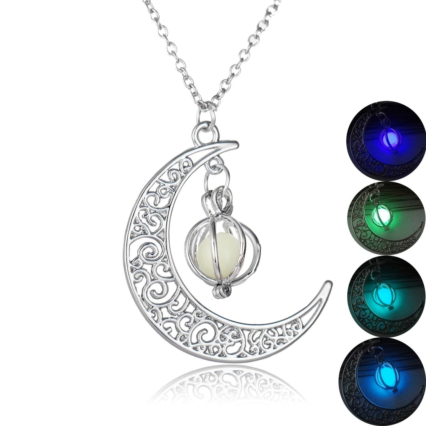 Fashion Moon Natural Glowing Stone Healing Necklace Women Gift Charm Luminous Pendant Necklace Jewelry - terrifictrend