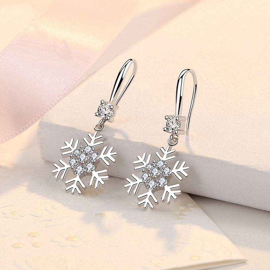 Temperament Snowflake Earrings With Rhinestones Fashion Personalized Christmas Earrings For Women Jewelry - terrifictrend