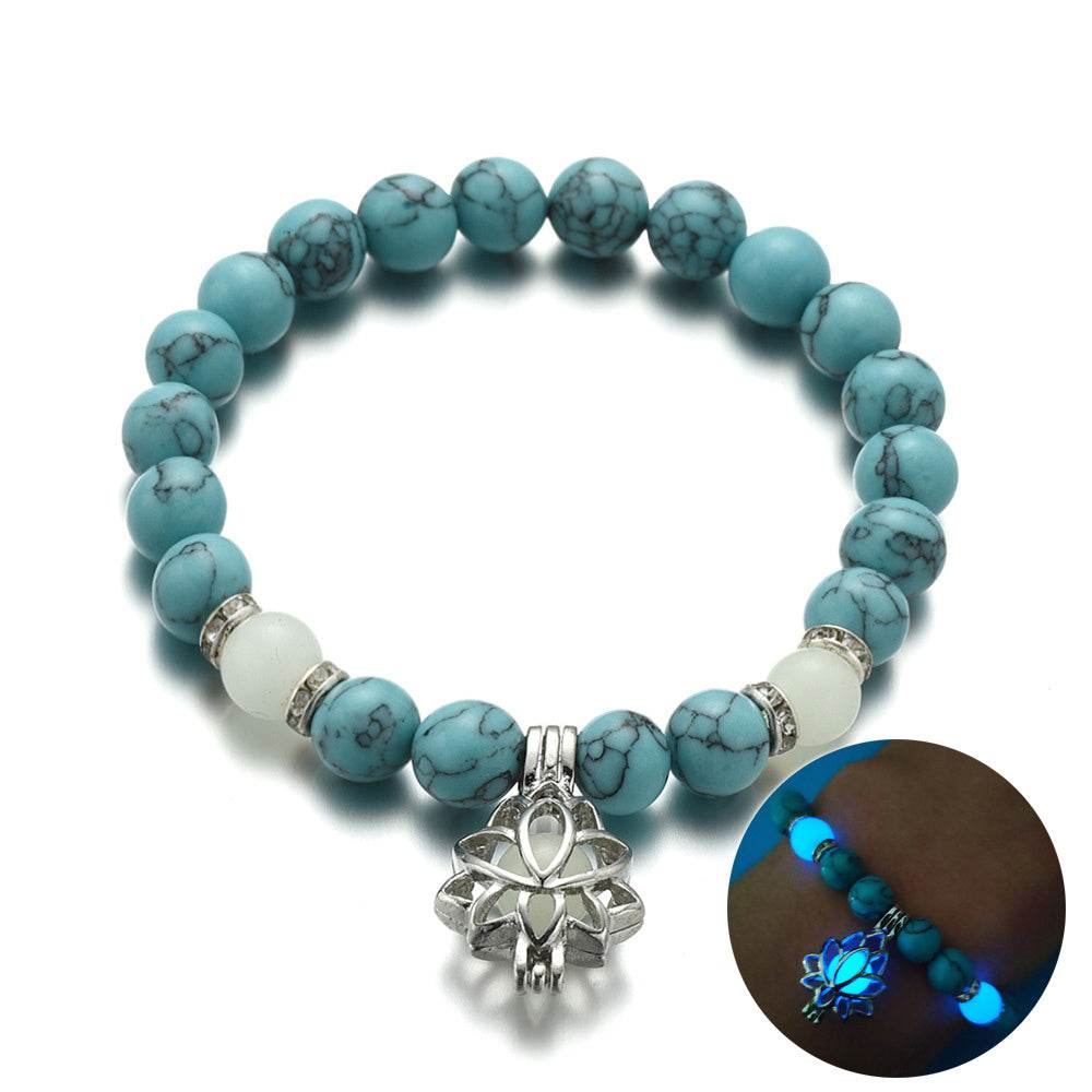 Energy Luminous Lotus Natural Stone Bracelet Yoga Healing Luminous Glow In The Dark Charm Beads Bracelet For Men Women Prayer Buddhism - terrifictrend