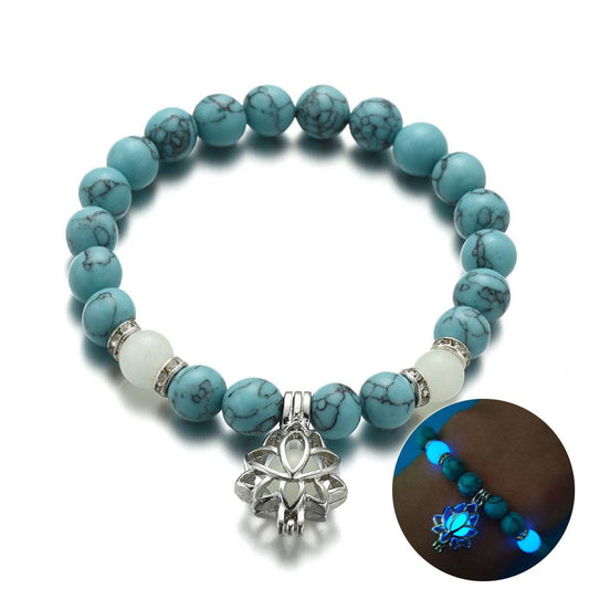 Energy Luminous Lotus Natural Stone Bracelet Yoga Healing Luminous Glow In The Dark Charm Beads Bracelet For Men Women Prayer Buddhism - terrifictrend