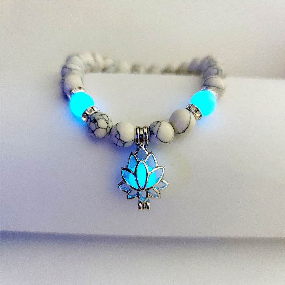 Energy Luminous Lotus Natural Stone Bracelet Yoga Healing Luminous Glow In The Dark Charm Beads Bracelet For Men Women Prayer Buddhism - terrifictrend