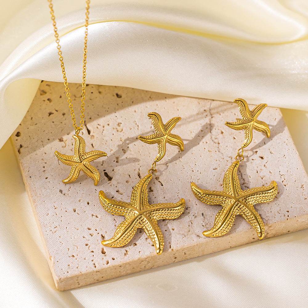 Stainless Steel Necklace Earrings Women's Jewelry Suit - terrifictrend