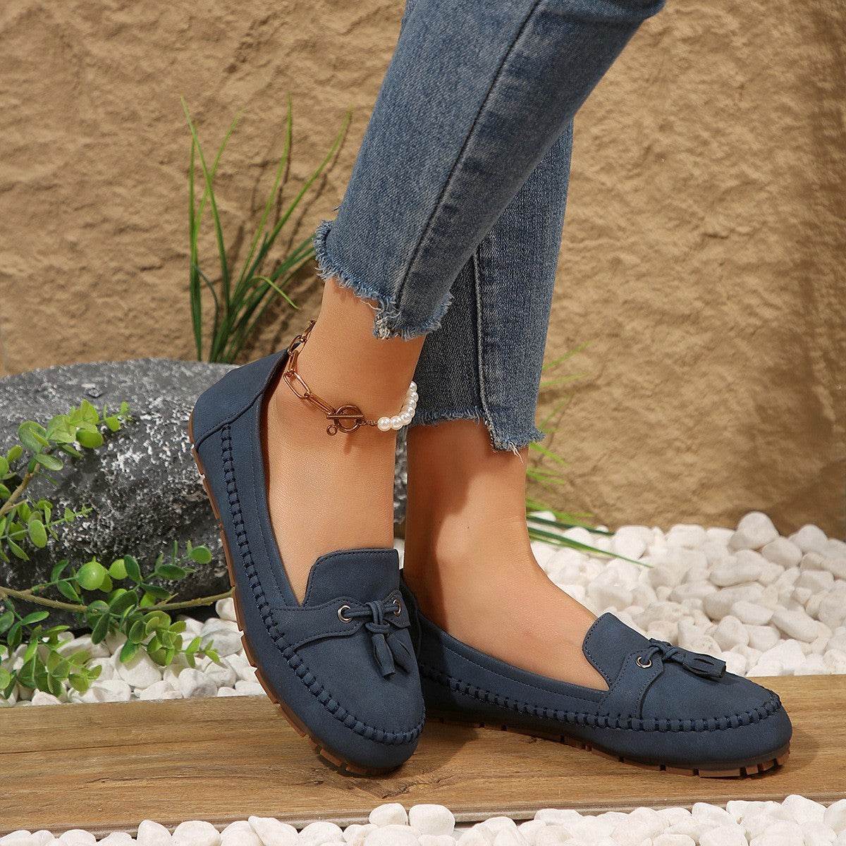 Women's Round Head Loafers Fashion Non-slip Soft Comfortable Flats Shoes - terrifictrend
