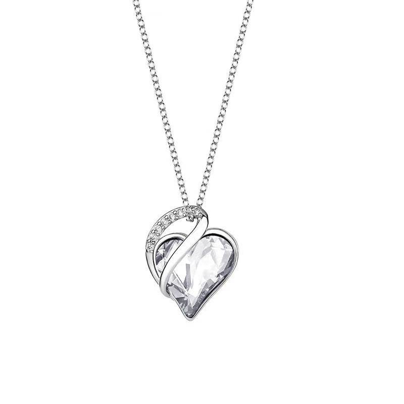 925 Sliver Heart Shaped Geometric Necklace Jewelry Women's Clavicle Chain Valentine's Mothers Day Gift - terrifictrend