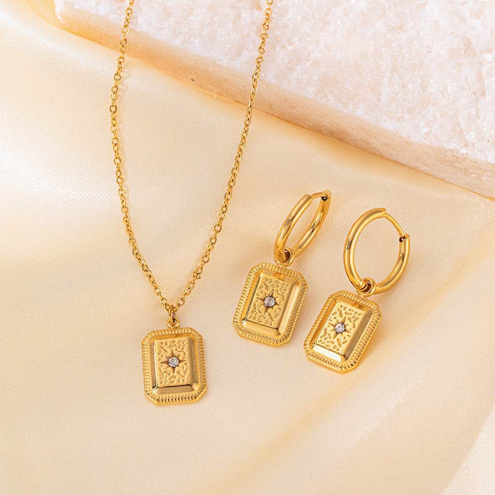 Stainless Steel Necklace Earrings Women's Jewelry Suit - terrifictrend