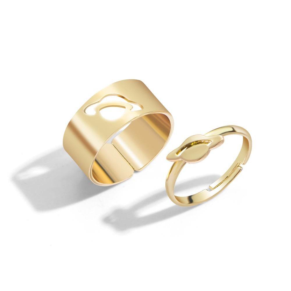 Hot Selling Creative Personality Butterfly 2-Piece Set Ins Same Punk Style Couple Ring - terrifictrend
