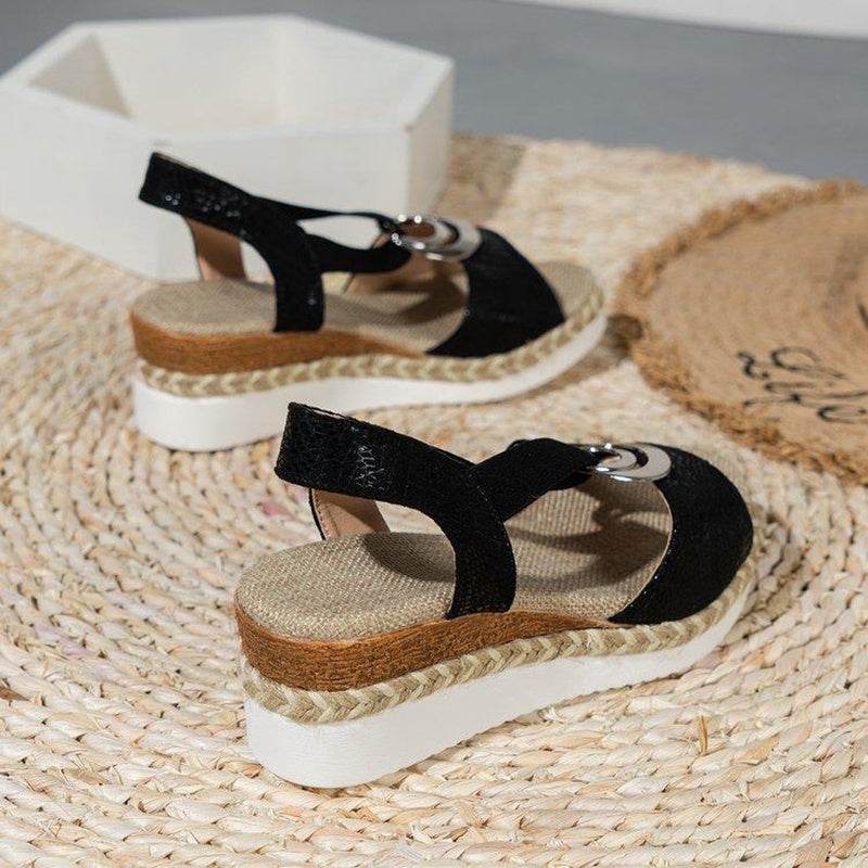 Women's Peep Toe Serpentine Wedges Sandals With Circle Design Casual Summer Shoes - terrifictrend
