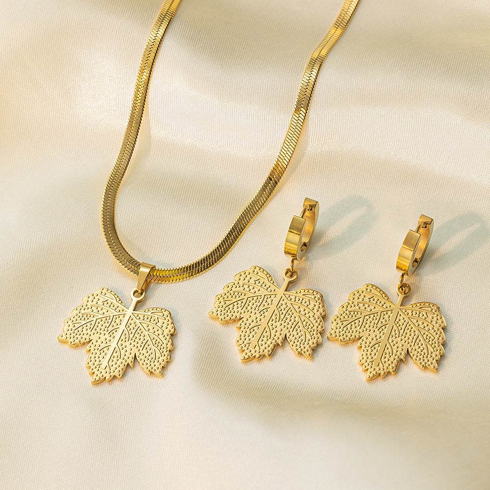 Stainless Steel Necklace Earrings Women's Jewelry Suit - terrifictrend