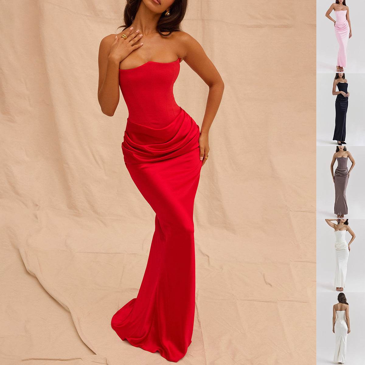 Slim Tube Top Long Dress Sexy Fashion Bandeau Backless Party Evening Dresses For Women Clothing - terrifictrend