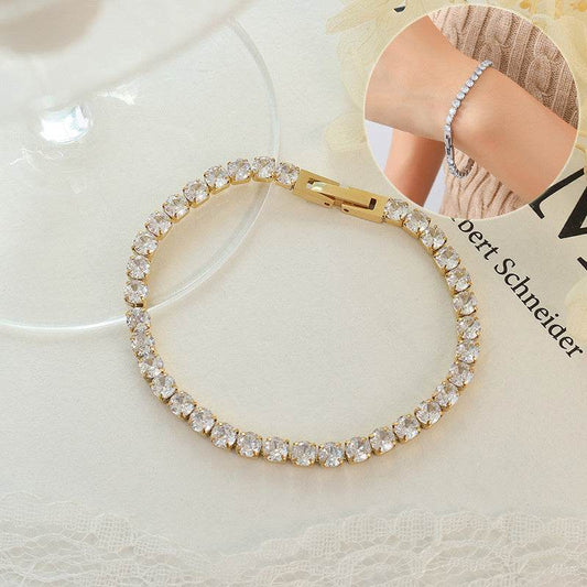 Women's Fashion And Fully-jewelled Zircon Bracelet Bling Chain Bracelet For Girl Titanium Steel Cubic Chain Jewelry Exquisite Gift - terrifictrend