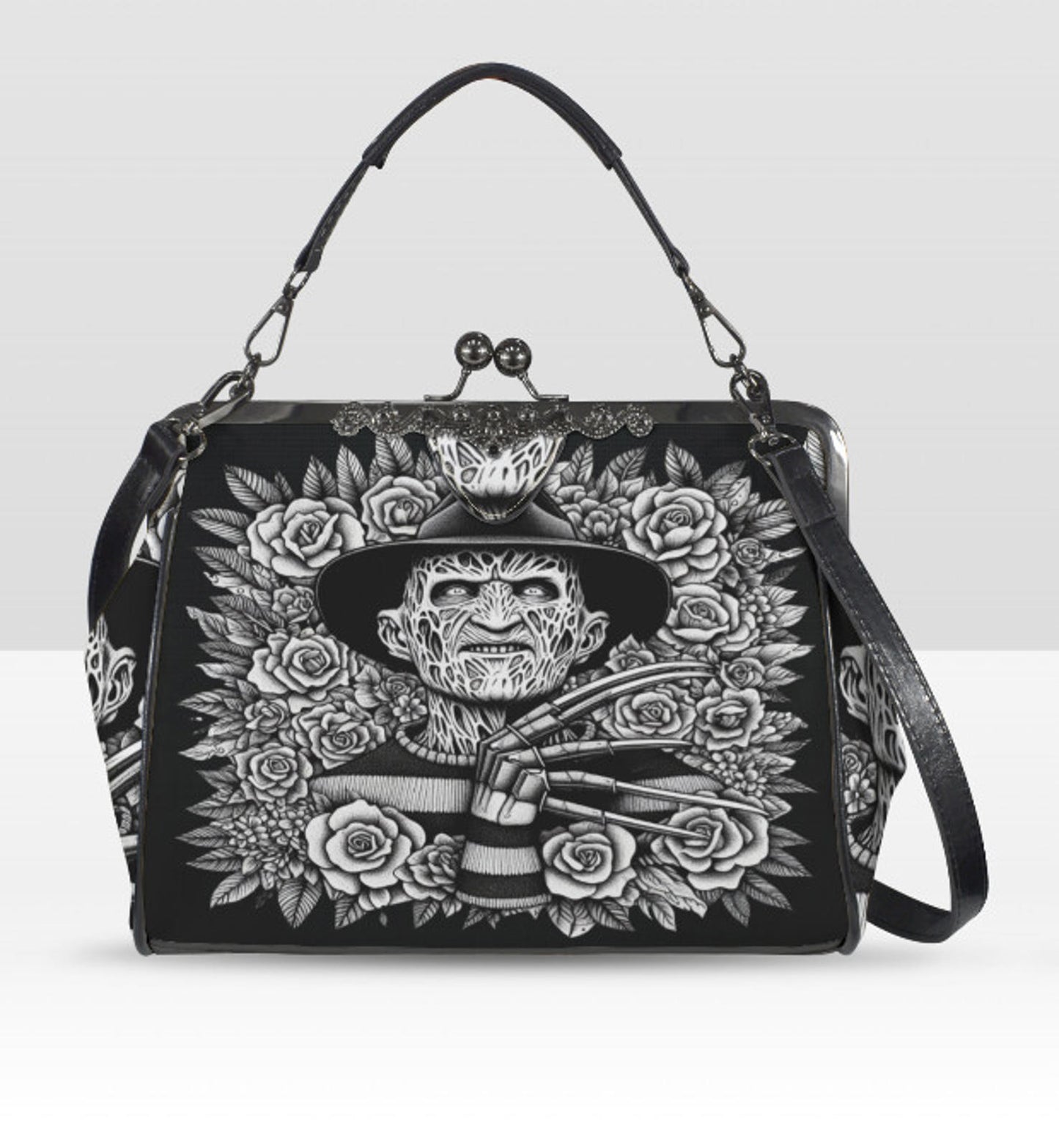 Freddy Kreuger Nightmare Halloween Floral Shoulder Cross Body Bag Satchel NEW Kisslock