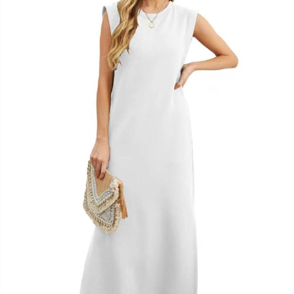 Summer Sleeveless Slit Dress With Pockets Casual Loose Long Dresses For Womens Clothing - terrifictrend