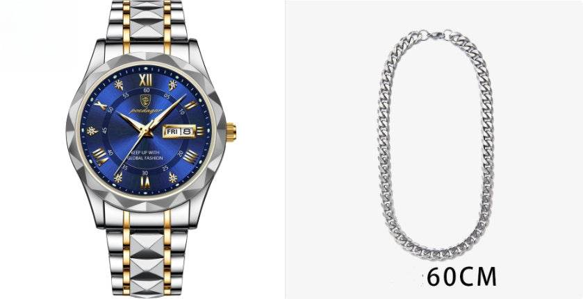 Men's Waterproof Double Calendar Luminous Quartz Watch - terrifictrend