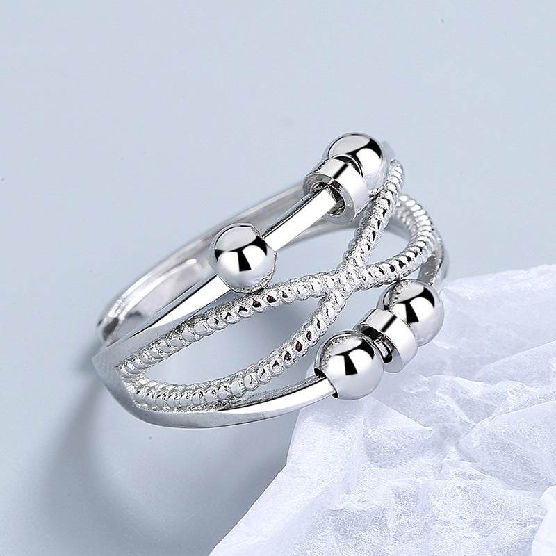 Rotatable Ring With Open Design Fashion Double-layered Hollow Line Anxiety Relief Rings For Women - terrifictrend