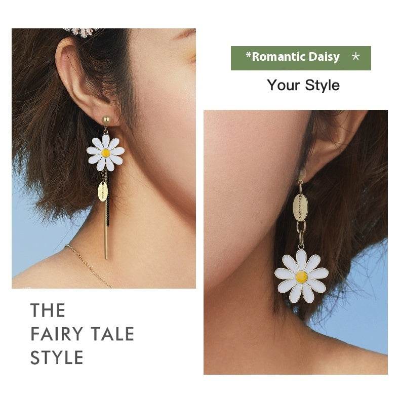 Long Tassel Asymmetric Flower Earrings - terrifictrend