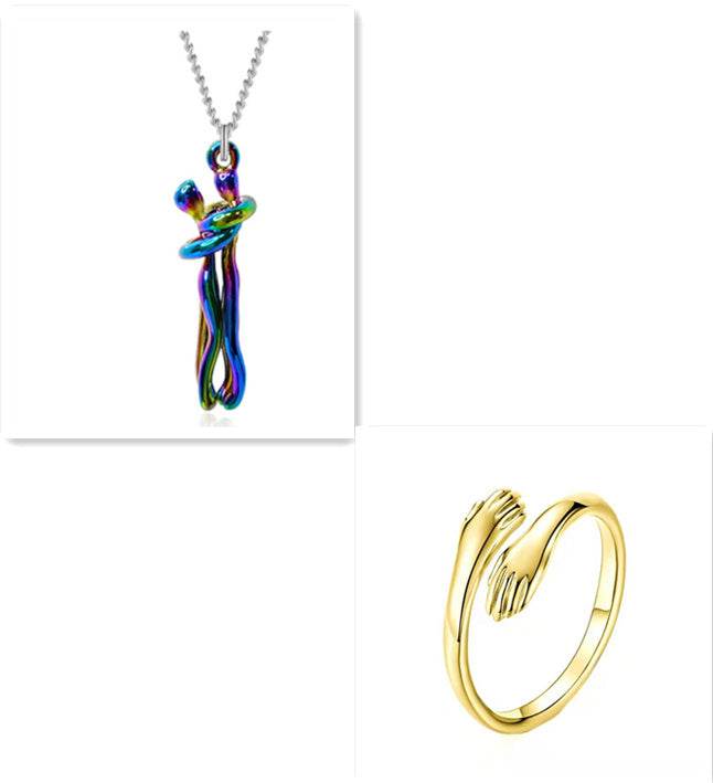 Love Hug Necklace Unisex Men Women Couple Jewelry Simple Temperament Clavicle Chain Valentines Day Lover Gift - terrifictrend