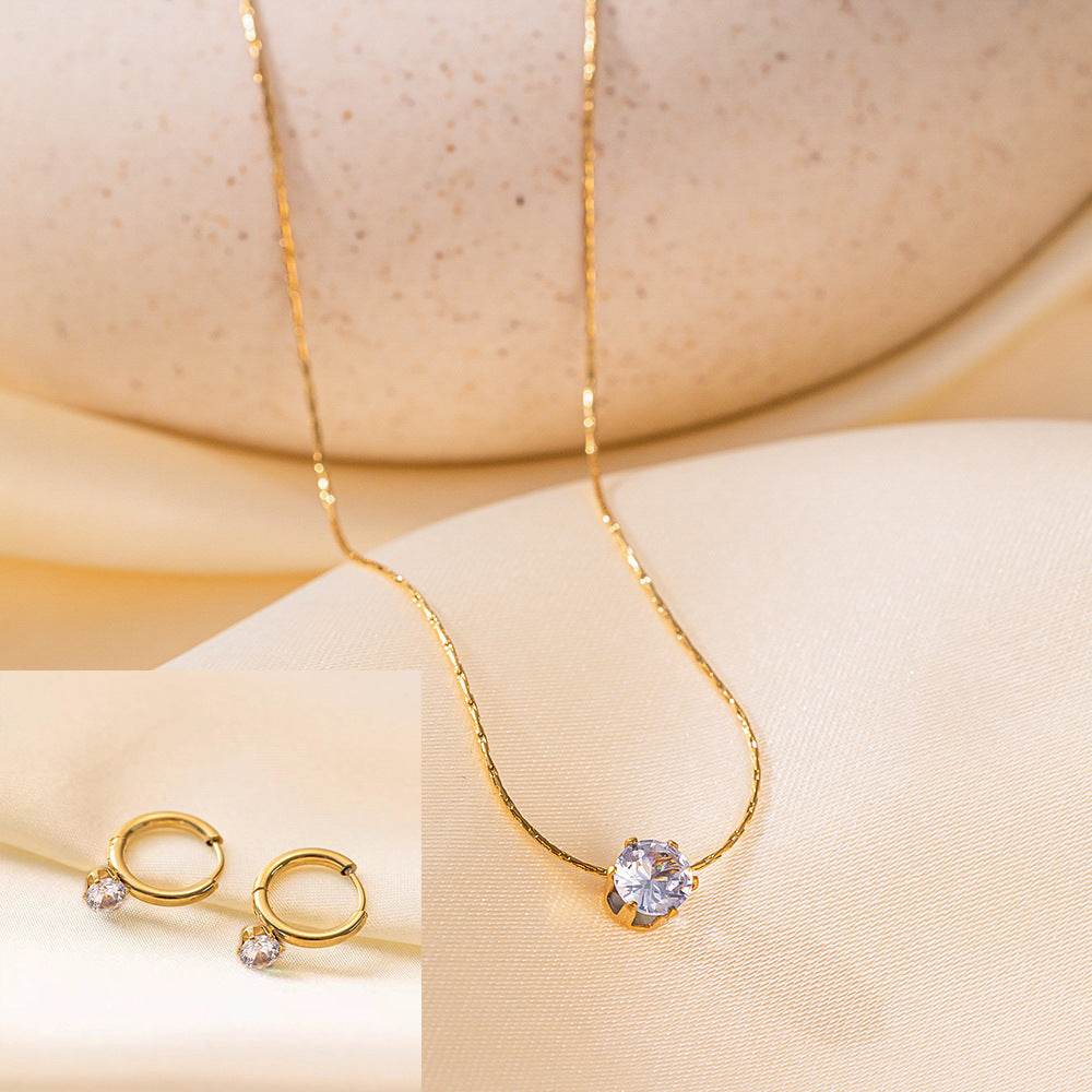 Stainless Steel Necklace Earrings Women's Jewelry Suit - terrifictrend