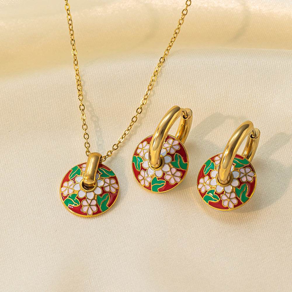 Stainless Steel Necklace Earrings Women's Jewelry Suit - terrifictrend